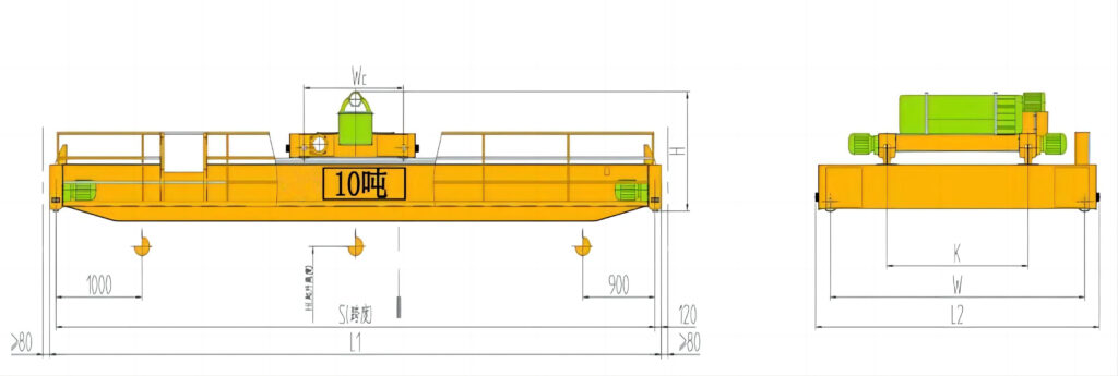 10噸電動葫蘆雙梁起重機結(jié)構(gòu)圖